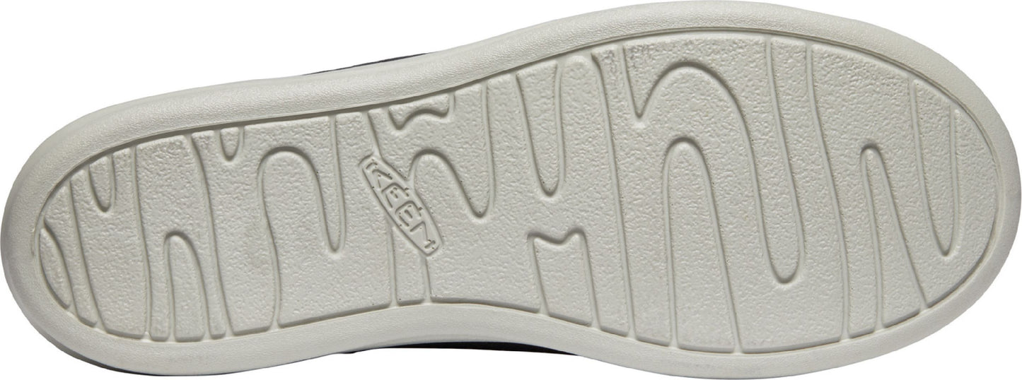 The bottom of a shoe with a wavy pattern and a KEEN logo.