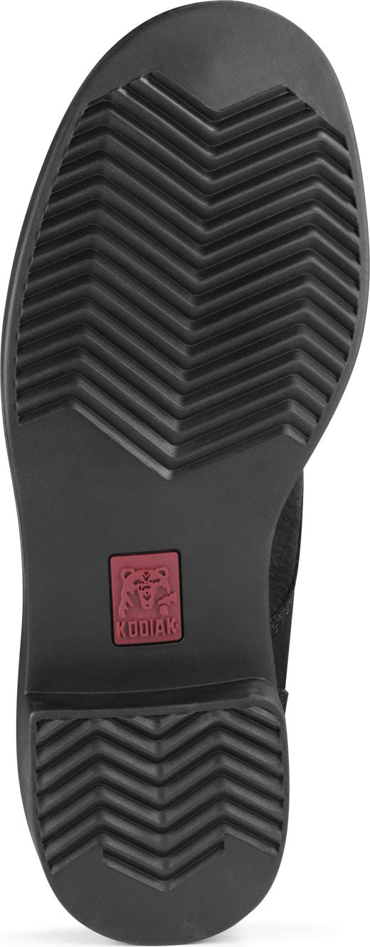 The sole of a shoe featuring a zigzag tread pattern and a small rectangular logo.