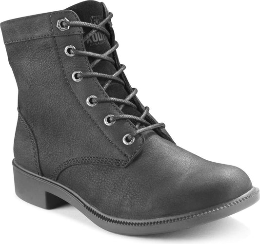 Black combat boot with laces