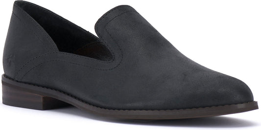 A black loafer.