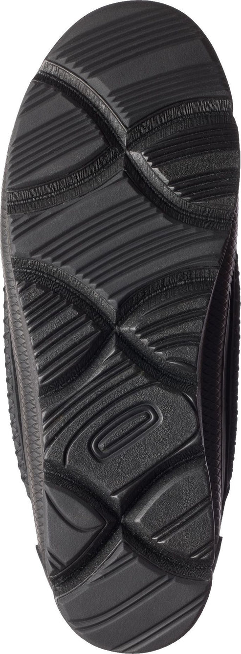 Close-up of the black textured sole of a shoe.