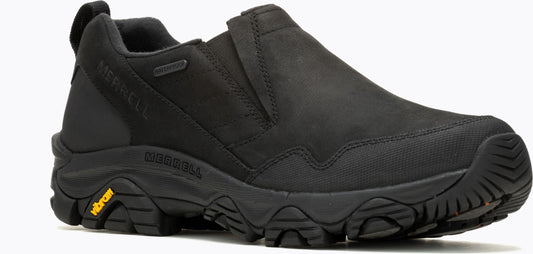 A black slip-on shoe with a thick sole.