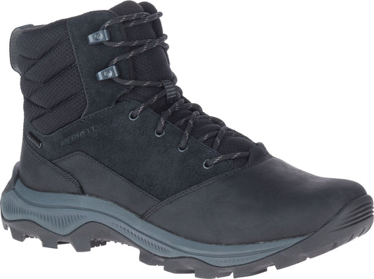 Black mid-height hiking boot with laces and a ridged sole.