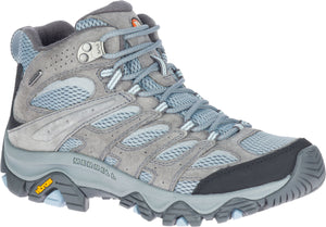 Grey hiking boot with mesh and suede accents, lace-up closure, and textured sole.