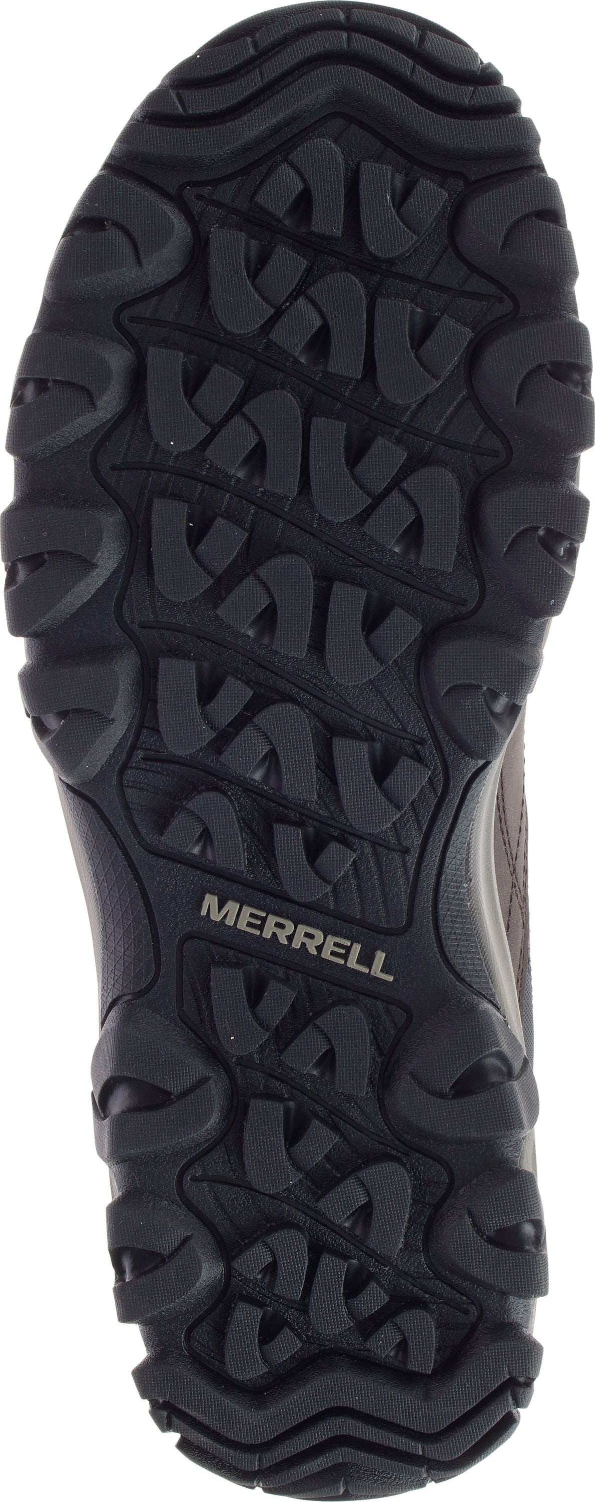 Sole of a shoe with a textured tread pattern and the text "MERRELL" visible.