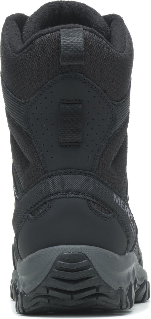 Back view of a black boot.