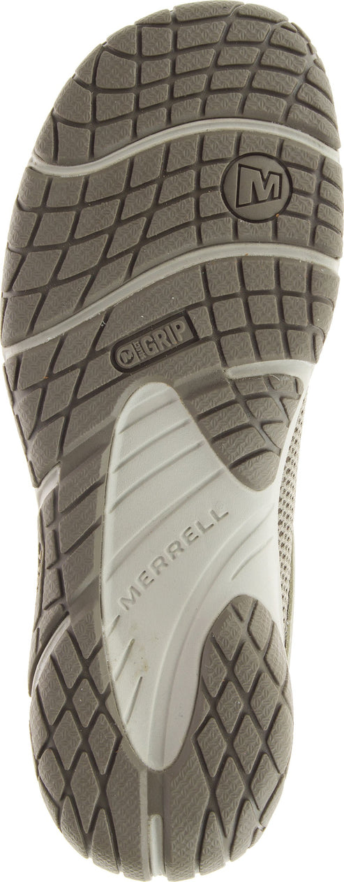 sole of a shoe showing textured grip and brand name MERRELL