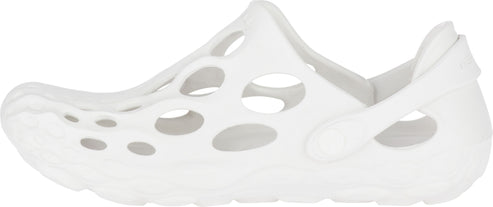 White ventilated clog with treaded sole.