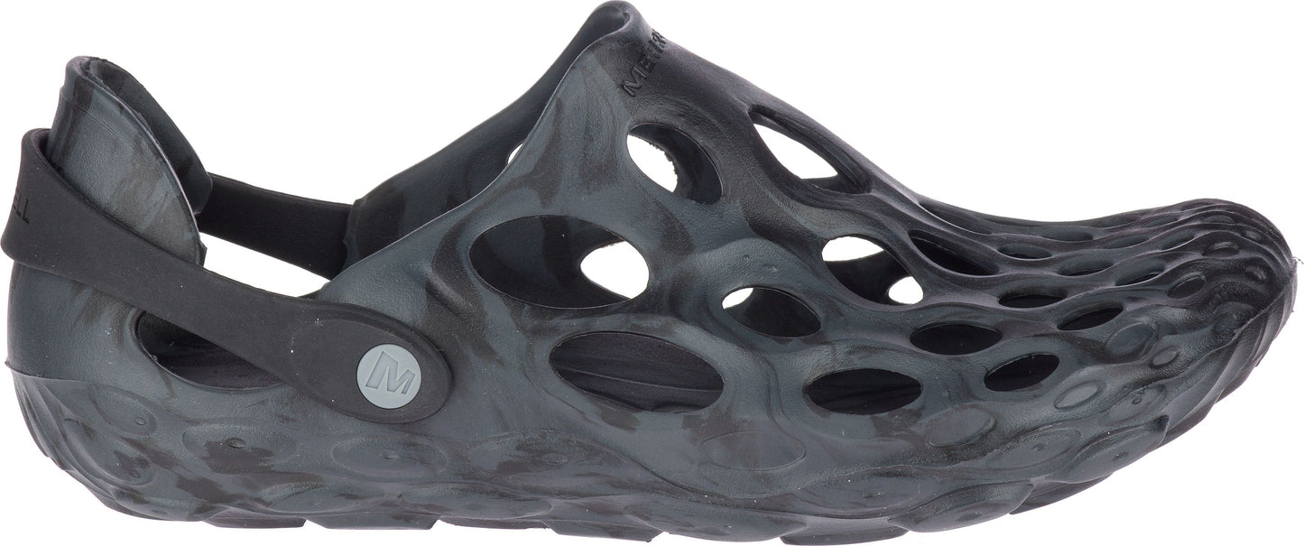 A slip-on shoe with a slingback strap and multiple holes.