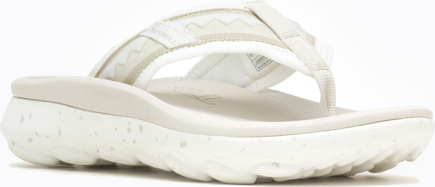 A white flip-flop sandal with a thick sole.