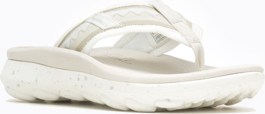 A white flip-flop sandal with a thick sole.