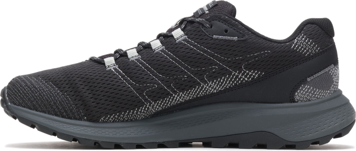 A black athletic shoe with gray accents.