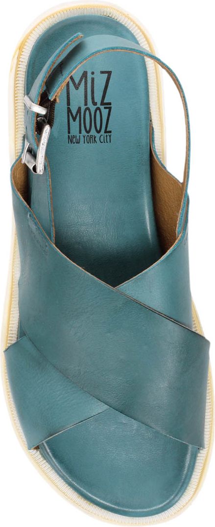 teal criss-cross sandal with buckle