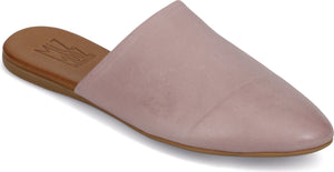 Pale pink leather pointed-toe mule.