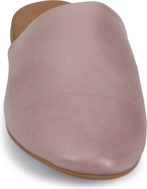 Pink leather slip-on mule.