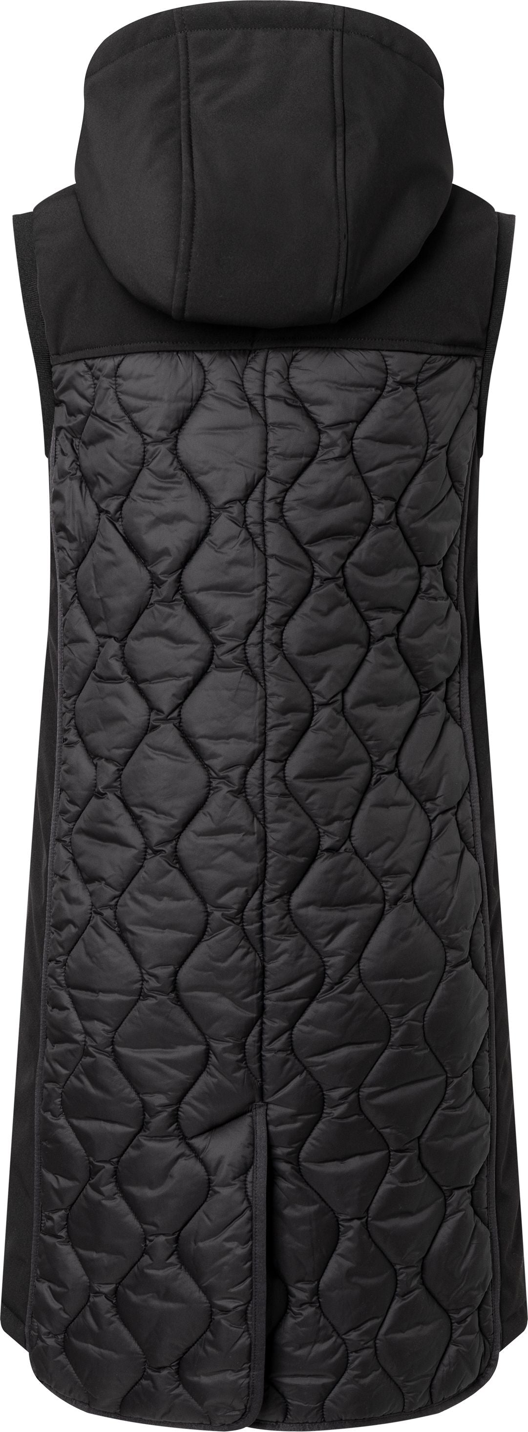 Black hooded quilted vest.