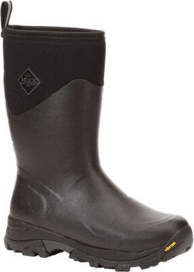 Mid-calf, black and brown waterproof boot with visible diamond logo.