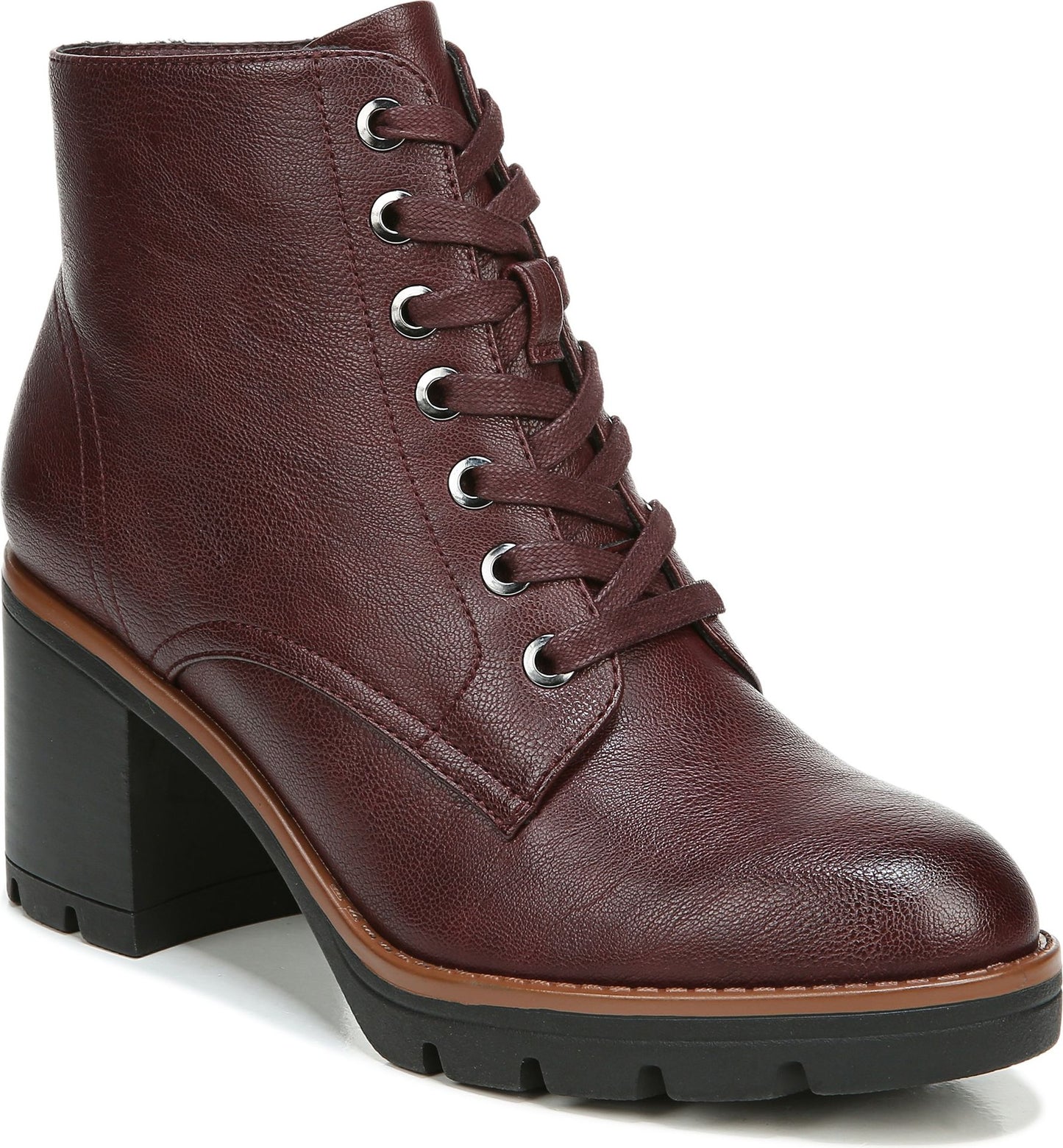 Naturalizer Boots Madalynn Lace Up Bordo - Wide