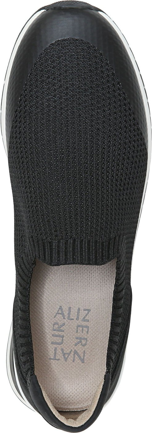 Top view of a black shoe.