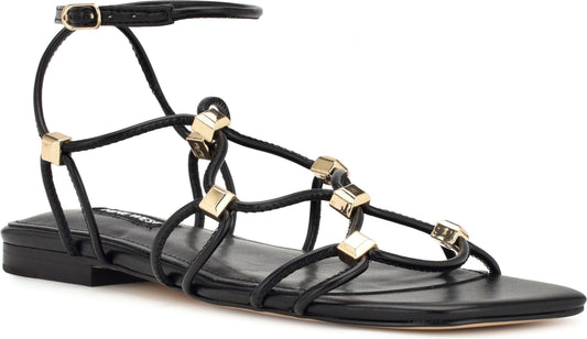 Nine West Sandals Majah Leather Like Black