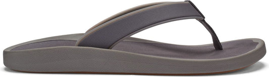 A gray flip-flop sandal.