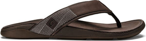 A brown flip-flop sandal with fabric strap.