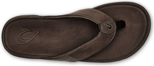 A brown flip-flop sandal.