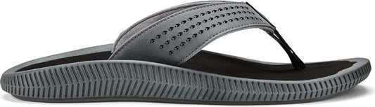 A gray flip-flop style sandal with a textured sole.