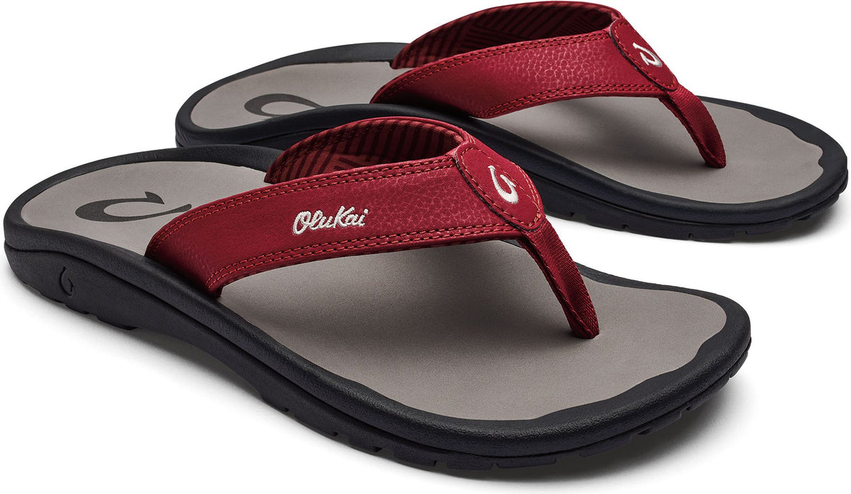 Pair of red and gray flip-flops