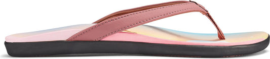 Pink flip-flop with a gradient sole.