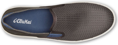 A top-down view of a slip-on shoe with the word "OLUKAI" visible inside.