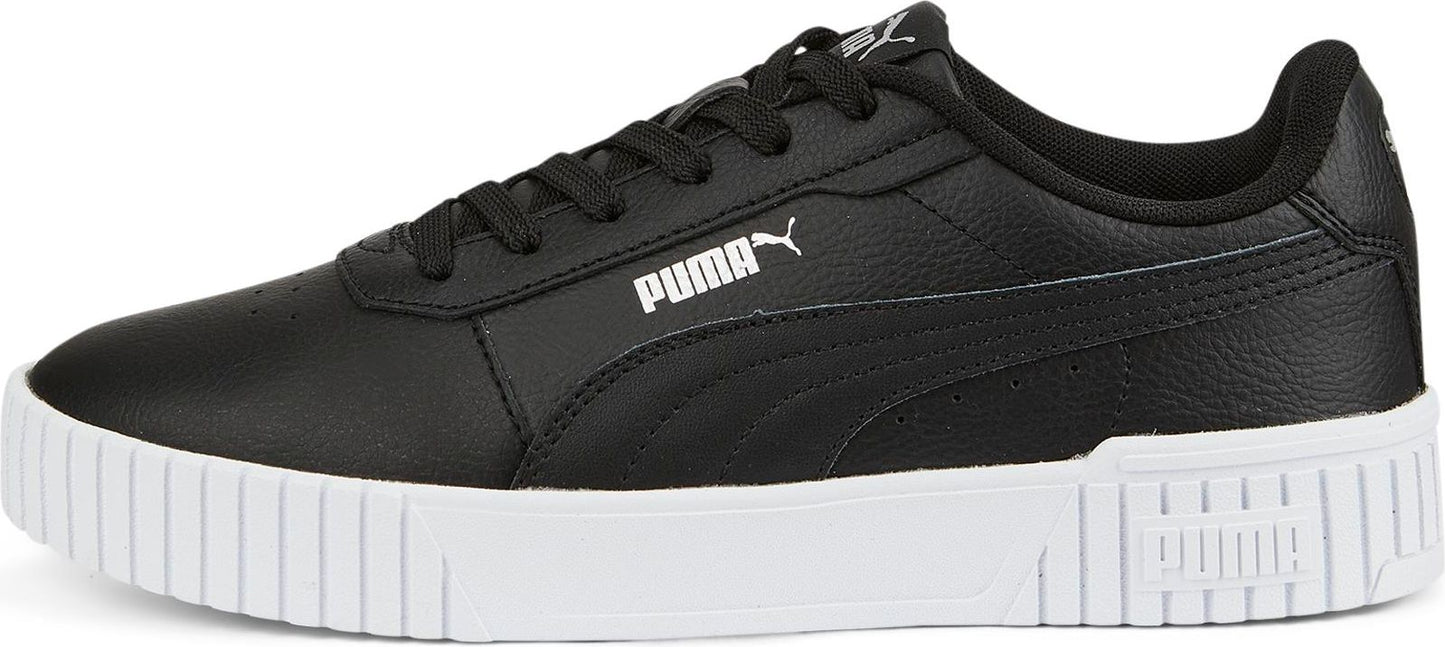Black sneaker with a white sole and visible Puma logo.
