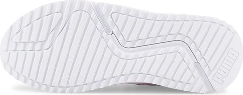 The bottom of a white sneaker with a ridged design and the word "PUMA" on the right side.