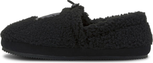 a black fuzzy slipper