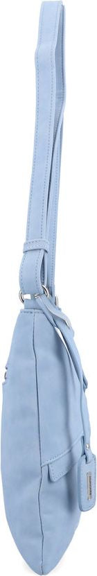 Light blue hobo bag with a shoulder strap and a tag.