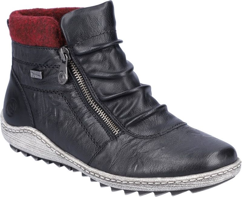 Remonte Boots Black Ruched Side Zip