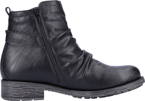 Remonte Boots Black Ruched With Buckle
