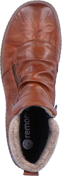 Remonte Boots Brown Ruched Side Zip