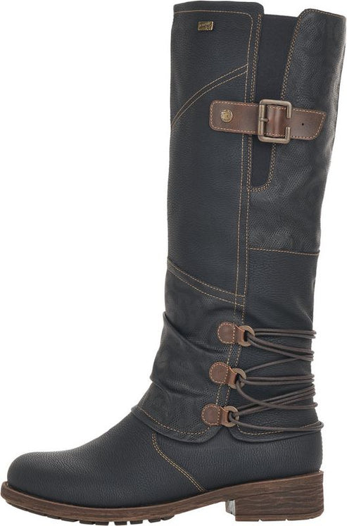 Remonte Boots Tall Black Side Zip Boot