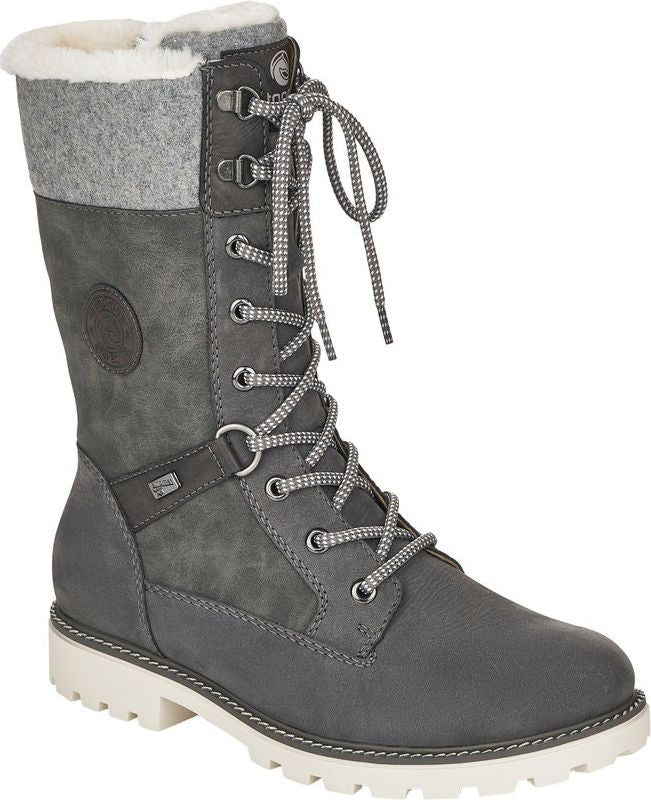 Tall Grey Lace Up Boot