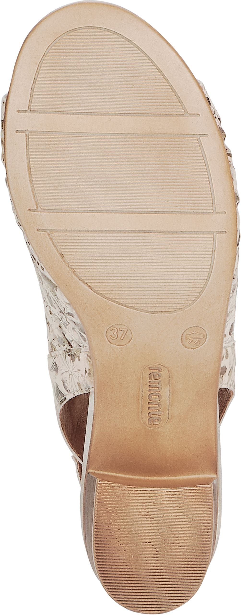 Remonte Sandals Beige Metallic Perforated Sandal