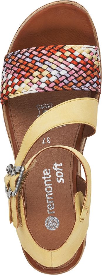 Remonte Sandals Yellow/ Woven Multi Front/ankle Strap Wedge Sandal