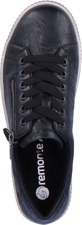 Remonte Shoes Black Lace Up W Side Zip