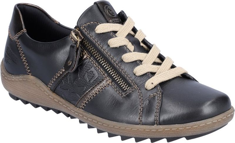 Remonte Shoes Black Lace Up With Side Zip
