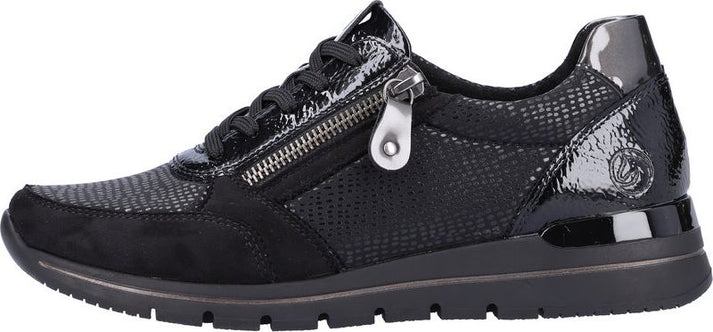 Remonte Shoes Black Lace Up With Zip