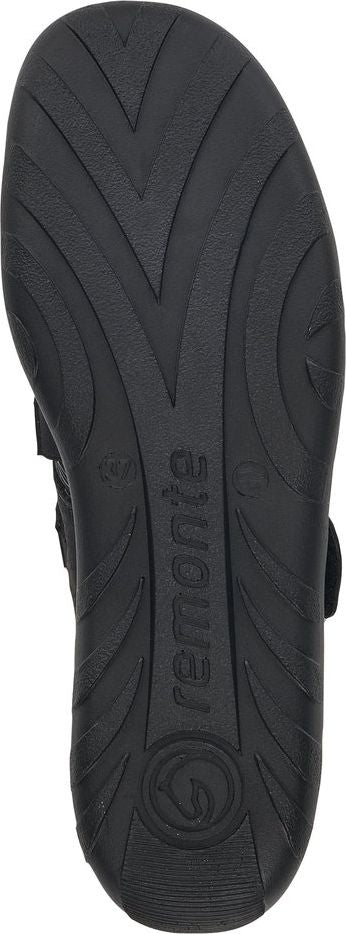 A black shoe sole with a visible brand name.