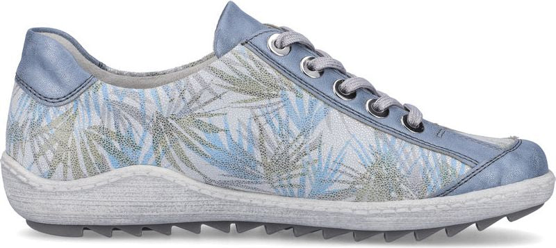 Remonte Shoes Blue Pattern Lace Up With Side Zip
