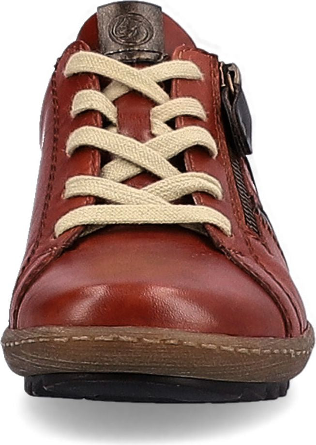 Remonte Shoes Brown Lace Up W Side Zip