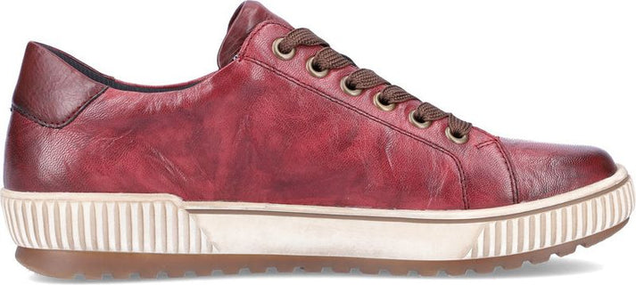 Remonte Shoes Burgundy Lace Up W Side Zip