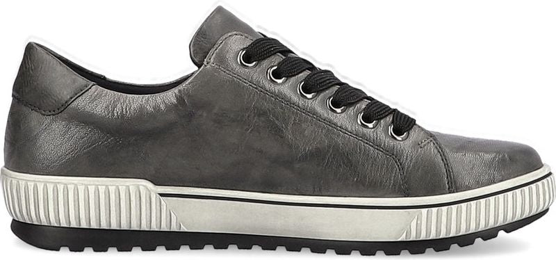 Remonte Shoes Grey Lace Up W Side Zip